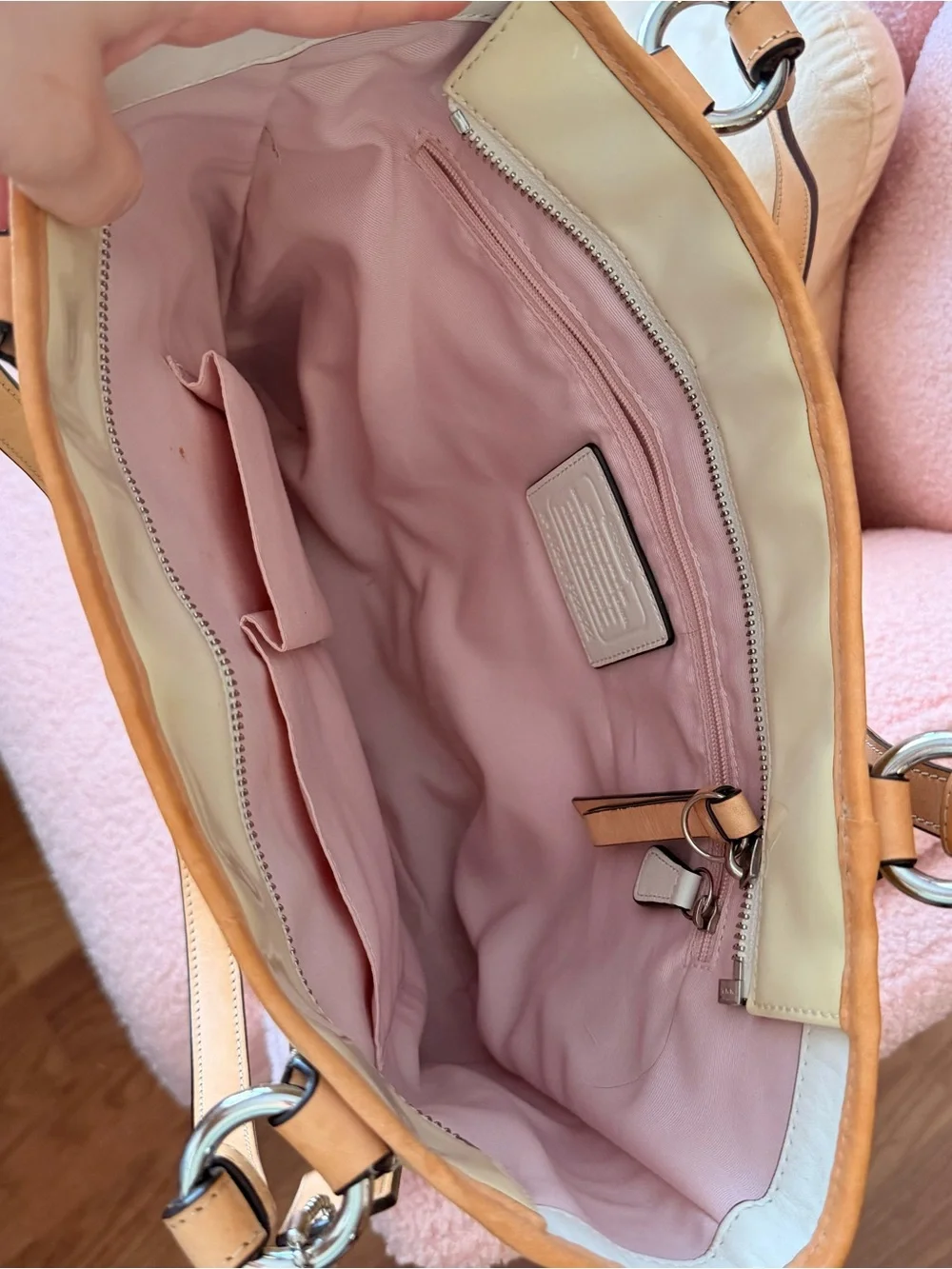 Vintage Coach vinyl leather pastel yellow purse